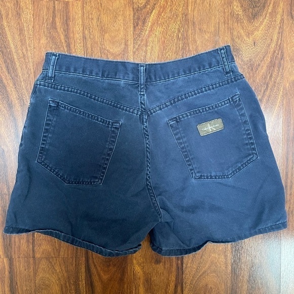 CALVIN Klein Khakis Womens Shorts Sz 9/10 Juniors Flat Front Blue Denim Short - Picture 9 of 9
